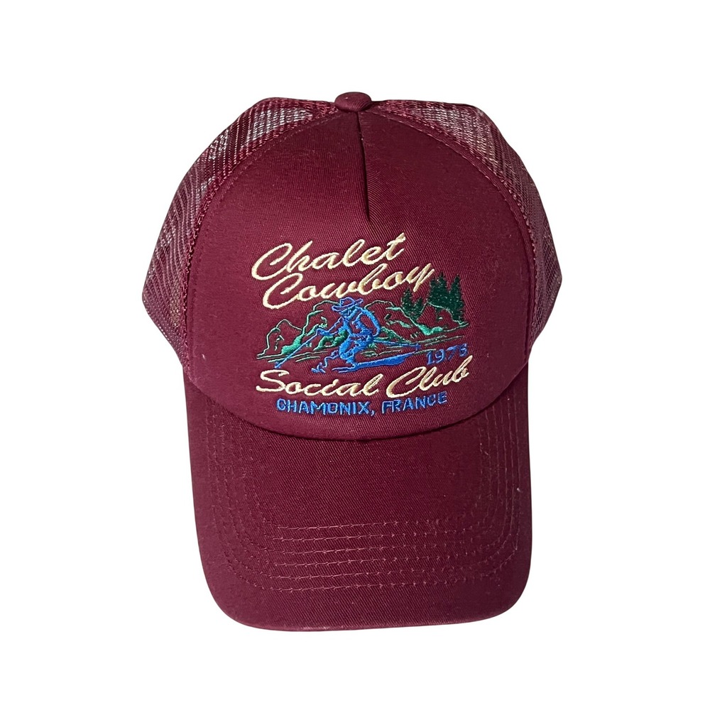 Anthropologie Chalet Cowboy Social Club Trucker Hat Burgundy NWT Cap